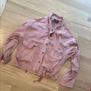 SPLENDID Dusty Pink Oversized Cropped Sateen Utility Jacket